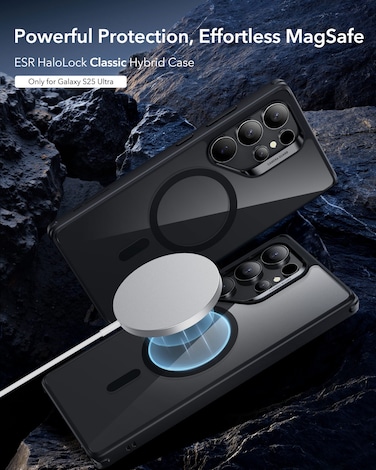 ESR Classic Hybrid Case (HaloLock), Compatible with Samsung S25 Ultra, Clear Black