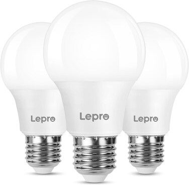 Lepro E27 LED Bulb, Warm Light 2700K 8.5W, 806lm, Equivalent to 60W Conventional Bulb, E27 LED Warm Bulb, Energy Saving, Fat Cap Pack of 3
