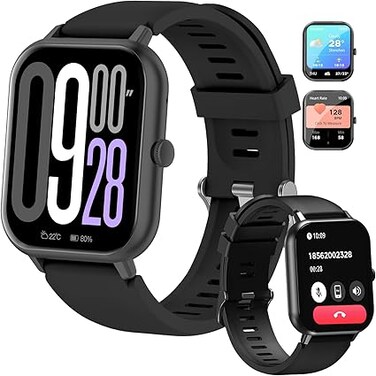 PEJE ZW01 Smartwatch - 1.83" Display, Bluetooth Calls, 15-Day Battery, IP68 Waterproof, 123+ Sports Modes, SpO2/HR/Sleep Monitor, Prayer Alerts,Smart watch Compatible Android iOS (Black)