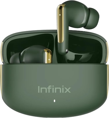 Infinix Wireless Earbuds, TWS Bluetooth 5.4 ANC Earbuds with Quad Mic ENC, 35 Hours Playtime, Low Latency, IPX4 Water Resistant, 13mm Drivers, True Wireless Earbuds for iPhone, Samsung, Android, Green
