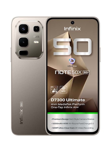 Infinix Note 50X Dual SIM, 8+8GB RAM, 256GB, 5G, Titanium Grey - Middle East Version