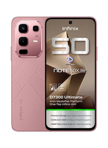 Infinix Note 50X Dual SIM, 8+8GB RAM, 256GB, 5G, Sunset Spice Pink - Middle East Version