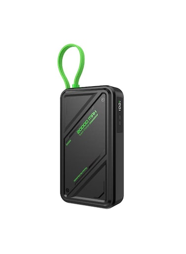 Infinix Power Bank 20000mAh, 55W Fast Charging Portable Charger with Built-in Type-C Cable and USB Output, High Capacity Battery Pack External Powerbank Compatible with iPhone, Samsung, Android, Black