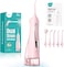 COSLUS Water Flosser for Braces Gums Care, Professional Oral Irrigador, Deep Cleaning, Rechargeable, Waterproof, BPA-Free, Portable for Travel, Light Pink (Pink Water Tank)