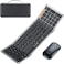 ProtoArc Foldable Keyboard and Mouse, XKM01 True Full-Size Folding Keyboard Mouse Combo for Business and Travel, 2.4G+Dual Bluetooth Portable Mouse Keyboard for Laptop iPads Tablets - Black Gray
