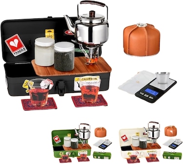 Camping tea Specifications of the Tea Estate Box Set/مواصفات عزبة الشاي طقم صندوق اخضر اسم المنتج: عزبة الشاي طقم صندوق 48312 اللون الأخضر.
