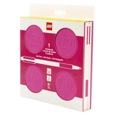 دفتر ملاحظات بقفل مع قلم جل من ليجو (بنفسجي، 192 صفحة، غلاف صلب)