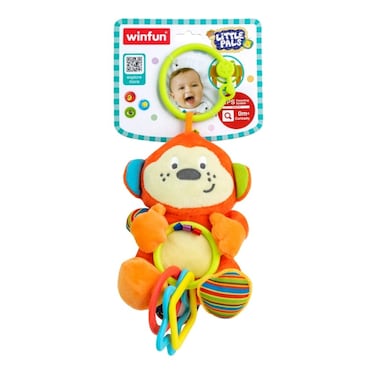 WinFun Little Pals Cheeky Chimp Rattle With Rings