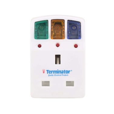 Terminator 3 Way UK Multi Adaptor 3 Pin With Indicator And Individual Switches Fitted 13A Fuse