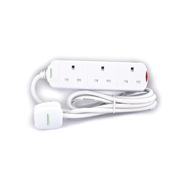 Terminator 3 Way UK Power Extension Socket 2M 1.25mm2&nbsp;Cable 13A Plug