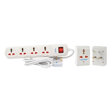 Terminator 4 Way Universal Extension Socket 1 Switch + Indicator 1.00mm2 Multiadapter TMA 32B 2M Cable