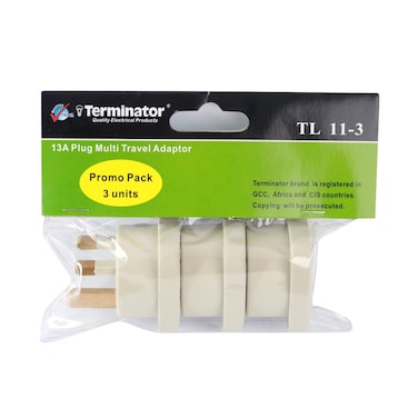 Terminator Multi Traveler Adapter With Shutter &amp; Indicator (UK to Universal) (3 Pcs) TL11-3