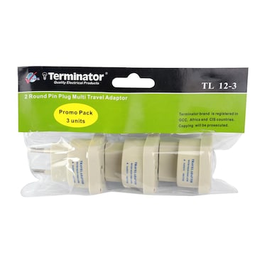 Terminator Travel Adaptor With (3 Units In Poly Bag With Header Card) 2Pin Plug 10A