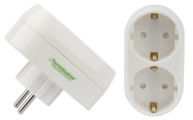 Terminator 2 Way Schuko Multi Adaptor with 16A Schuko Plug