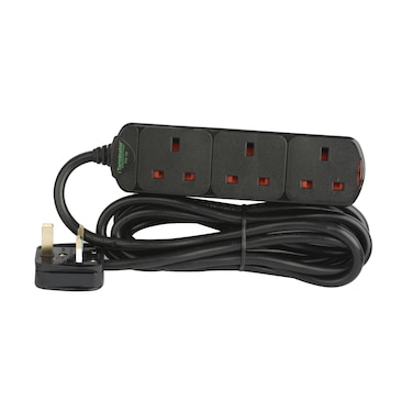 Terminator 3 Way UK Power Extension Socket (Black)