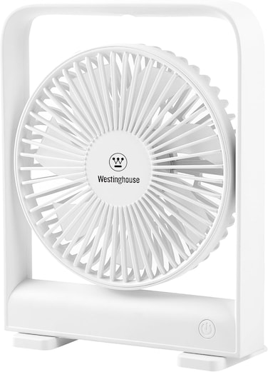 Westinghouse Portable USB Fan - 4 Speed Rechargeable Desk Fan With Magnetic Base, Compact &amp; Slim Design, Quiet Operation, Ideal for Home, Office, Travel - 191mm x 148mm