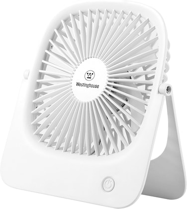 Westinghouse Portable USB Fan - 4 Speed Rechargeable Battery Operated Desk Fan, 3-In-1 Compact Design, Quiet Air Circulator for Home, Office, Travel - 144mm x 181mm