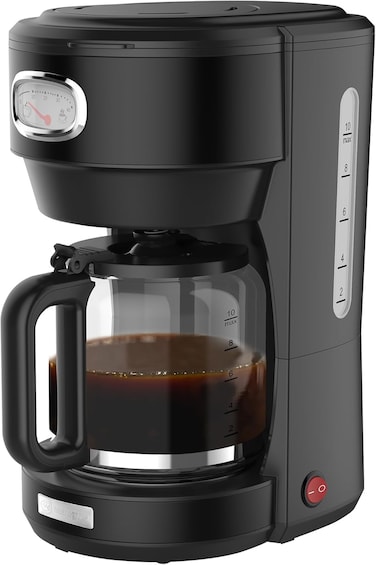 Westinghouse USA Retro Series 1.25L Coffee Maker - Black, Stylish Design With Brew Control, Pause-and-Pour Function, Permanent Filter (UAE Version)