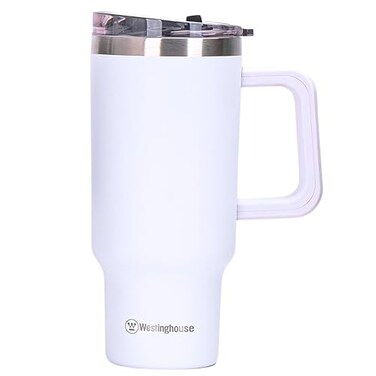 Westinghouse USA 40oz Double Wall Stainless Steel Tumbler &ndash; White   6 Hours Hot &amp; 9 Hours Cold   BPA-Free, Leak-Resistant Lid, Car Cup Holder Compatible   Reusable Travel Mug