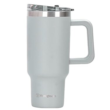 Westinghouse USA 40oz Double Wall Stainless Steel Tumbler &ndash; Grey   6 Hours Hot &amp; 9 Hours Cold   BPA-Free, Leak-Resistant Lid, Car Cup Holder Compatible   Reusable Travel Mug