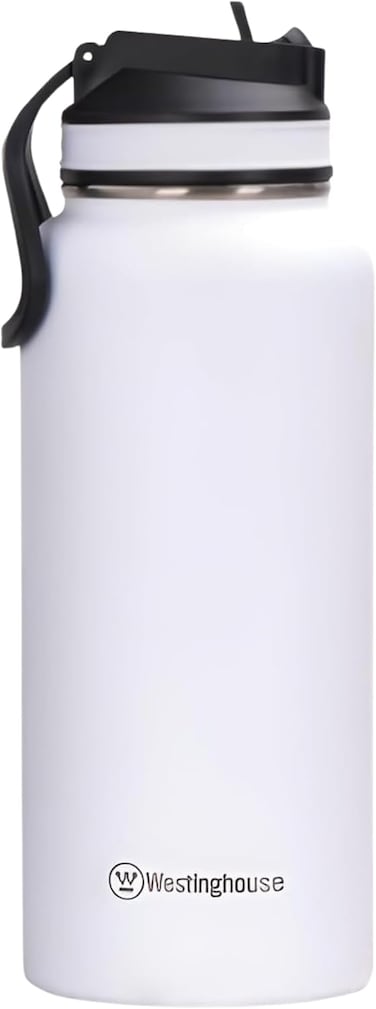 Westinghouse USA 32oz/946ml Double Wall Stainless Steel Tumbler &ndash; White   Leak-Proof, Sweat-Free, BPA-Free Travel Mug   6 Hours Hot &amp; 9 Hours Cold   Durable &amp; Reusable
