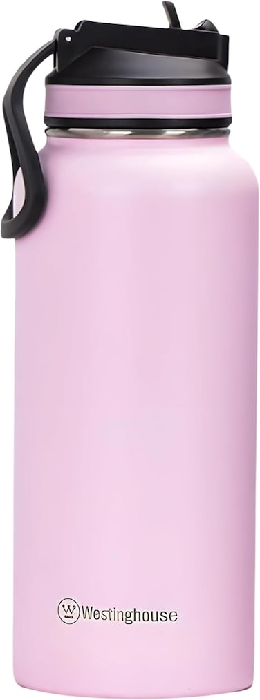 Westinghouse USA 32oz/946ml Double Wall Stainless Steel Tumbler &ndash; Pink   Leak-Proof, Sweat-Free, BPA-Free Travel Mug   6 Hours Hot &amp; 9 Hours Cold   Durable &amp; Reusable