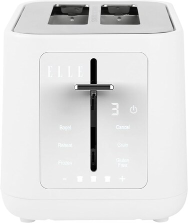 ELLE Panache Series 2 Slice Digital Toaster, Touch-Activated Display, 6 Browning Levels, Bagel, Frozen, Grain & Gluten-Free Functions, 980W