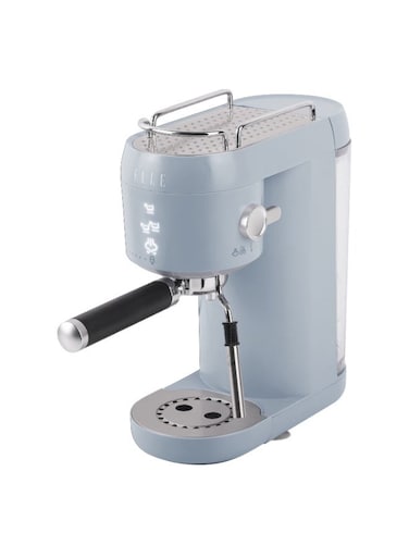 ELLE Panache Series Espresso Maker, Blue, 1L Water Tank, 20-Bar Pressure, Integrated Milk Frothing System, 1400W, Sleek Design