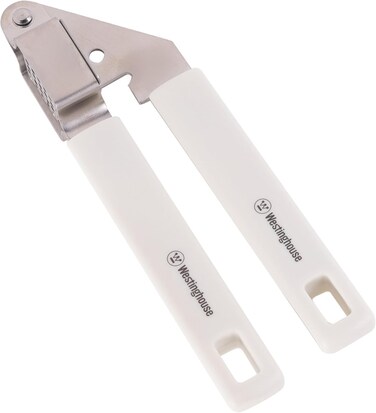 Westinghouse USA Stainless Steel Garlic Press &ndash; White   Rust-Proof, Ergonomic Non-Slip Handle   Effortless Garlic Mincing   Dishwasher Safe Kitchen Tool