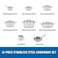 ELLE 14 Piece Stainless Steel Cookware Set 5 Ply with Casseroles and Fry Pan Durable Induction Compatible Pots and Pans with Lids for Everyday Cooking