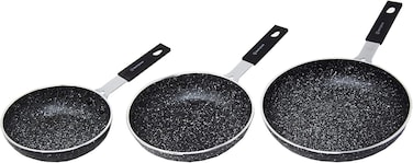Westinghouse USA Black Marble Mini Frying Pan Set (3 Pieces) &acirc;&euro;&ldquo; 12cm, 14cm, 16cm Non-Stick Pans with Cool-Touch Handles, Induction Compatible Cookware
