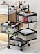 Multi-Layer Kitchen Storage Shelf,Rotatable Kitchen Fruit Vegetable Storage Basket,Multi-Use Storage Rack Organizer with 4 Movable Wheels (4Layer/Square)