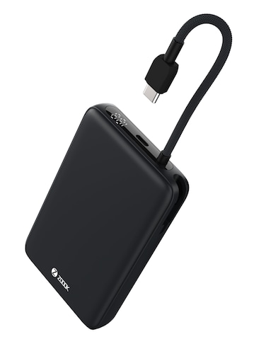 ZOOOK 10000mAh Power Bank with Built-in USB-C Fast charging Cables 22.5W Super Fast Charging Portable External Battery Charger LED Display Travel Friendly Black