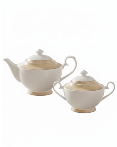 Fissman Teapot and Sugar Bowl Set, Porcelain Tea Set Versailles Series   1350mL Teapot with 500mL Sugar Bowl