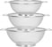 Fissman Strainer Sets with Resting Base - 20cm, 22cm, 26cm - Stainless Steel Colander Strainer with Handle