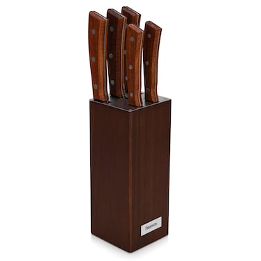 Fissman 6-Piece Kitchen Knife Set with Wooden Block, Stainless Steel Pascual Series