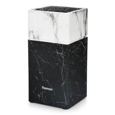 Fissman Universal Knife Marble Blocks, Holders With Slots For Scissors And Sharpening Rod And Detach For Easy Cleaning White/Black 11x23x11cm
