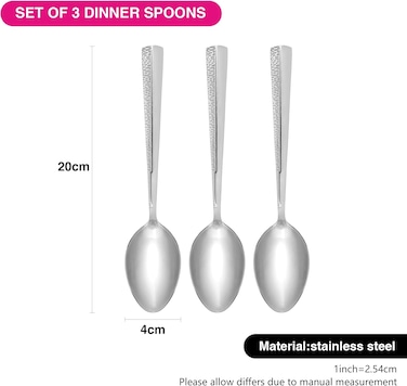 Fissman 3-Piece Dinner Spoon 20cm, Stainless Steel Cutlery Set Flor Series