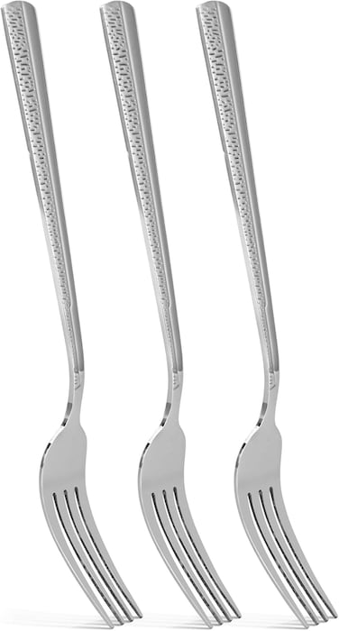Fissman 3-Piece Dinner Fork 20cm, Stainless Steel Cutlery Set Flor Series