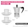 Fissman Coffee Maker Aluminium For 2 Cups/120ml with 2-Piece Ceramic Cups And Saucer Set
