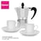 Fissman Coffee Maker Aluminium For 2 Cups/120ml with 2-Piece Ceramic Cups And Saucer Set