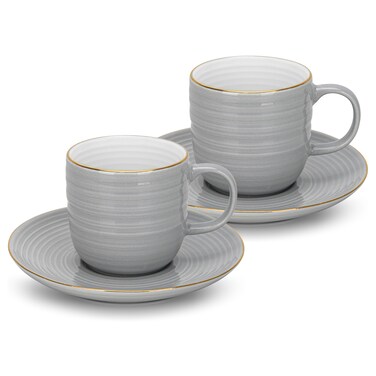 Fissman 2-Piece Cups Firmina Gray 180ml with Saucers New Bone China