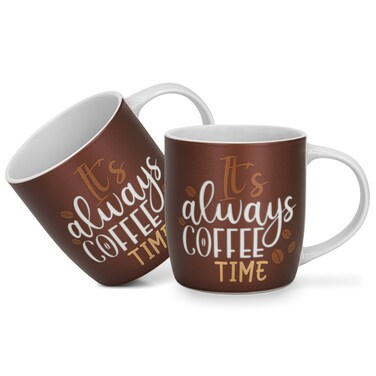 Fissman 2-Piece Mugs 310ml It's Always Coffee New Bone China