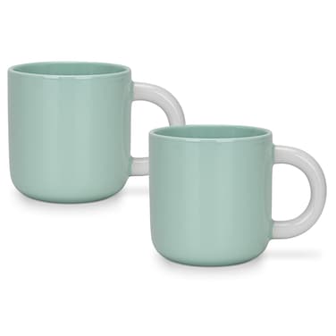Fissman 2-Piece Mugs 360ml Green New Bone China