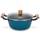 Fissman Stockpot 24cm/4LTR Seagreen Series Series With Glass Lid Enamelled Lightweight Cast Iron With Non-Stick Coating