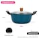 Fissman Stockpot Seagreen 28cm/6LTR Series With Glass Lid Enamelled Lightweight Cast Iron With Non-Stick Coating