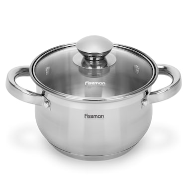 Fissman Stockpot Felina 18cm/2.9LTR With Glass Lid Stainless Steel