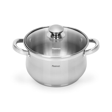 Fissman Stockpot Felina 20cm/3.9LTR With Glass Lid Stainless Steel