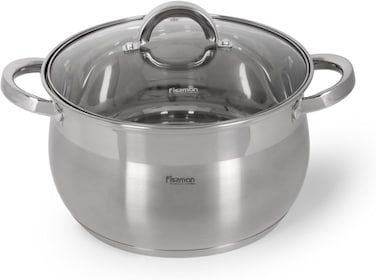 Fissman Stockpot Felina 24cm/6.5LTR With Glass Lid Stainless Steel