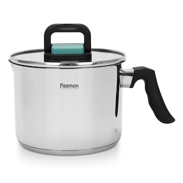 Fissman Milk Pot 16cm/2.5LTR With Glass Lid Stainless Steel